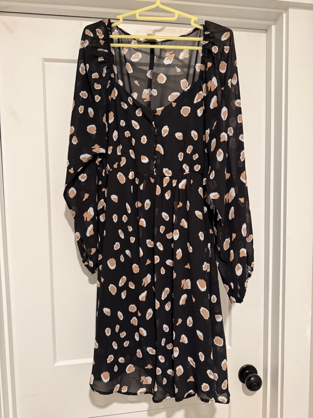 Umgee Black Long Sleeve Spot Print Dress